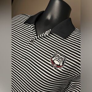 Nike Black and White Striped Polo Shirt
